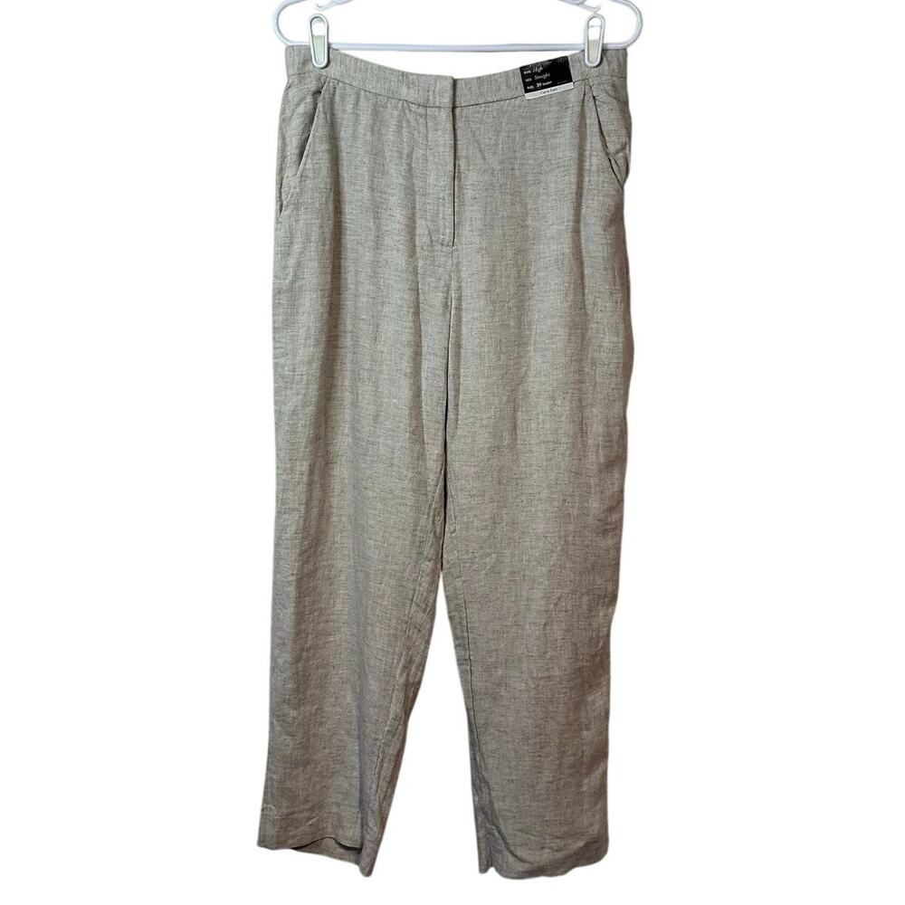 Abercrombie & Fitch Light Gray Cropped Linen-Blend Pants